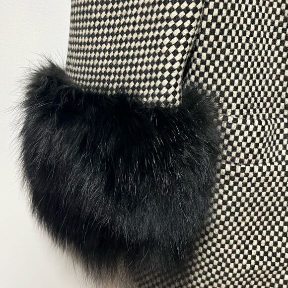 Vintage 70’s- 80’s Solimar Paris NY Black Fox Fur Trimmed Wool Crop Coat Sz M - Picture 8 of 10